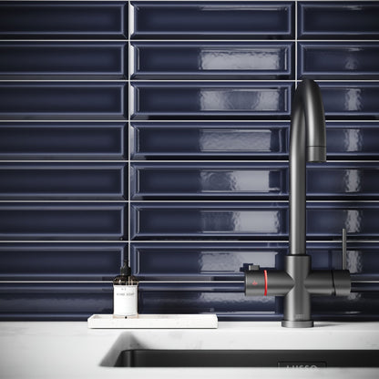 Metro Midnight Blue Glazed Porcelain Bevelled Wall Tile
