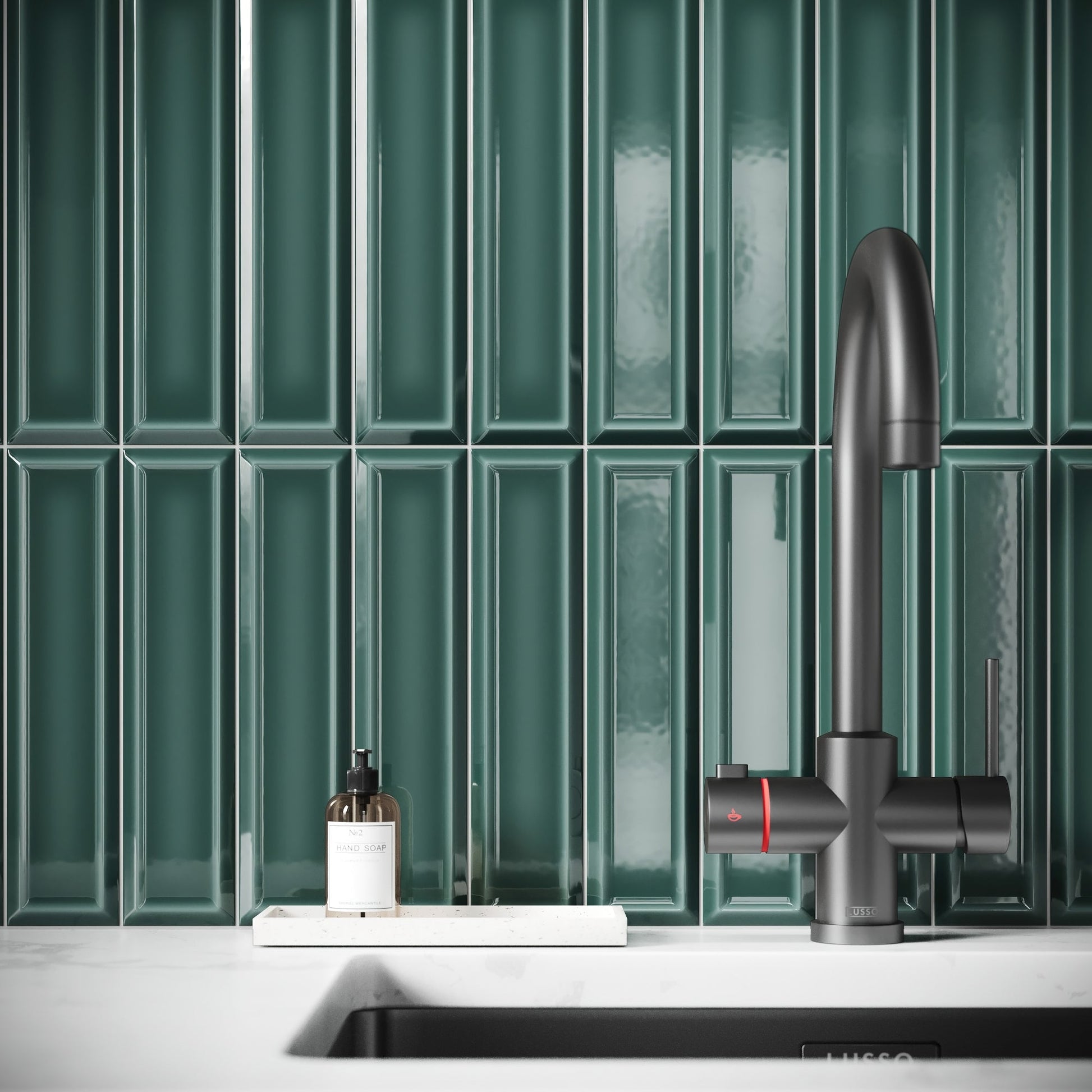 Metro Rich Emerald Glazed Porcelain Bevelled Wall Tile
