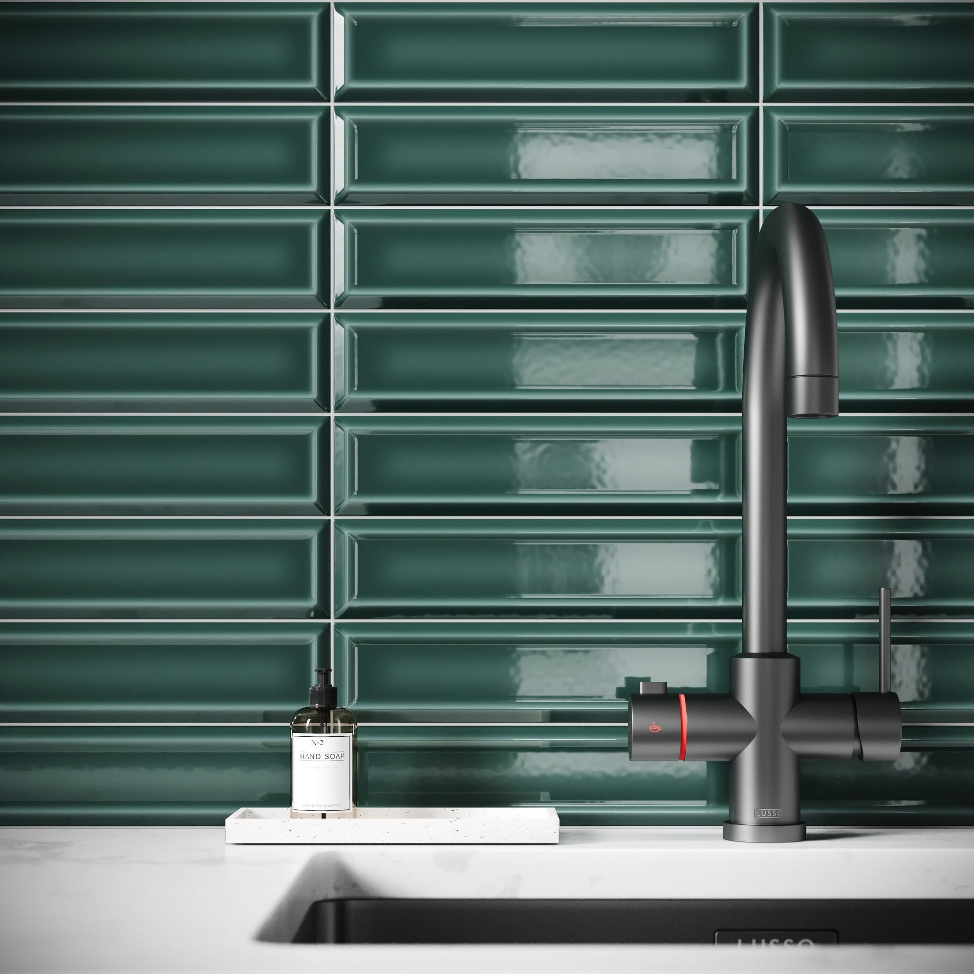Metro Rich Emerald Glazed Porcelain Bevelled Wall Tile
