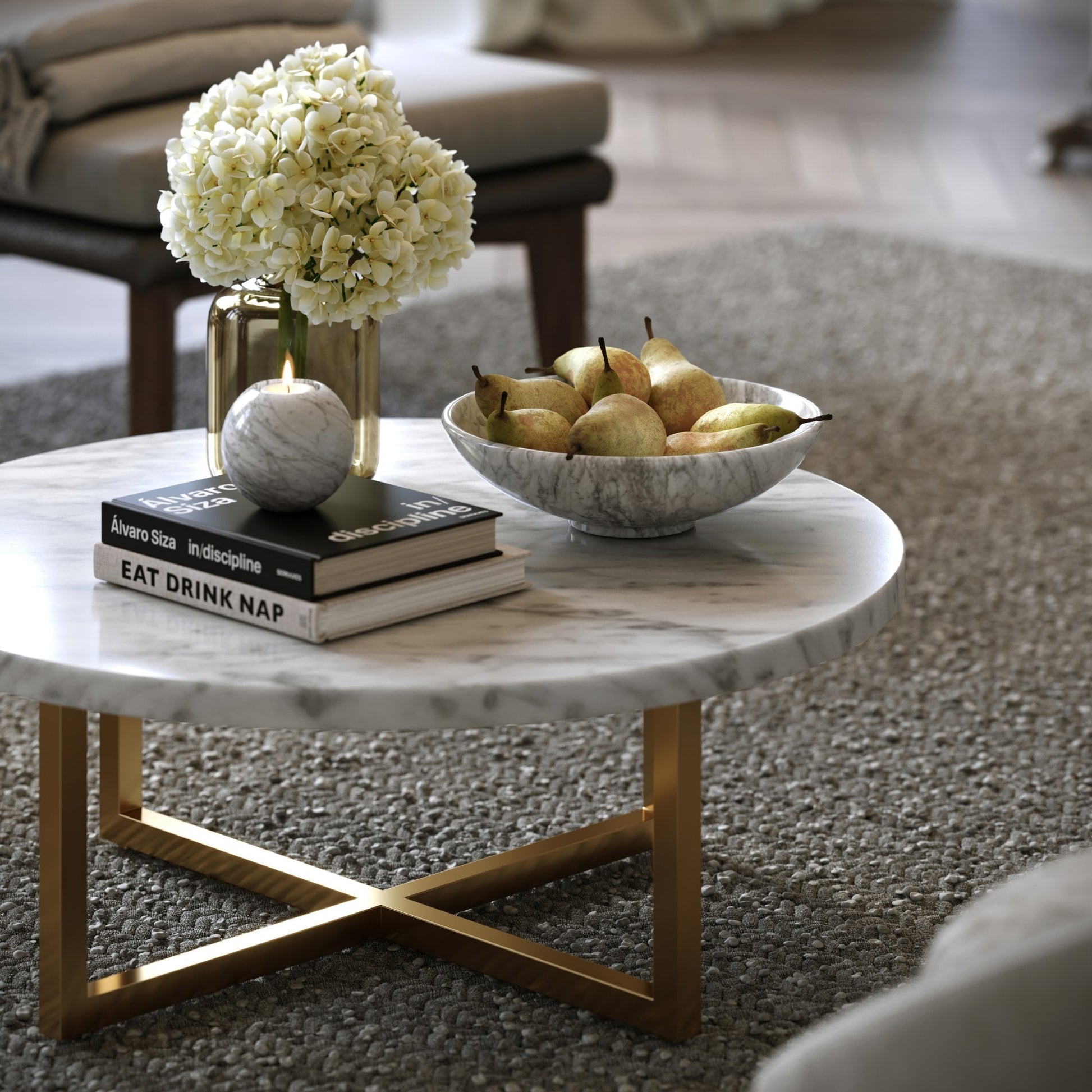 Millesi Carrara Marble Large Fruit Bowl