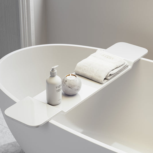 Modern Polished White Stone Bath Caddy