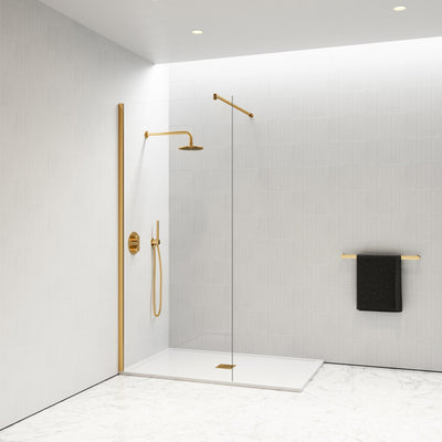 Modular Complete Walk In Shower Enclosure Brushed Gold - KIT A (ALL SIZES)