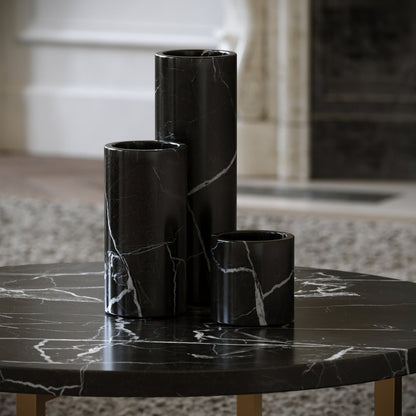 Moretti Nero Marquina Marble 3 Vase Collection