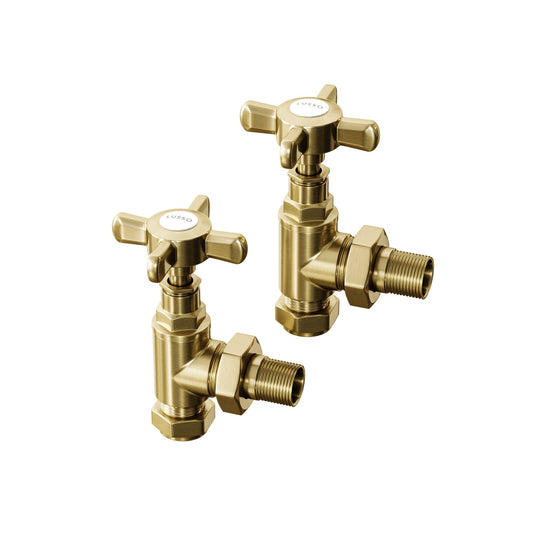 Mulberry Brushed Gold Angled Radiator Valves (Pair)
