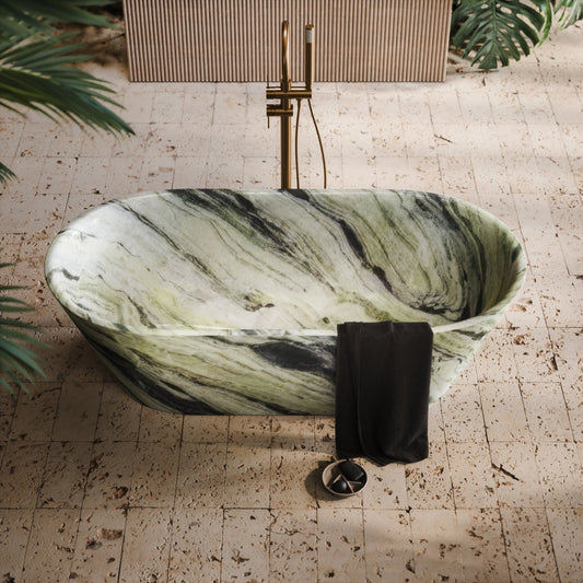 Muse Jade Green Marble Freestanding Bath 1700mm