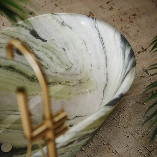 Muse Jade Green Marble Freestanding Bath 1700mm