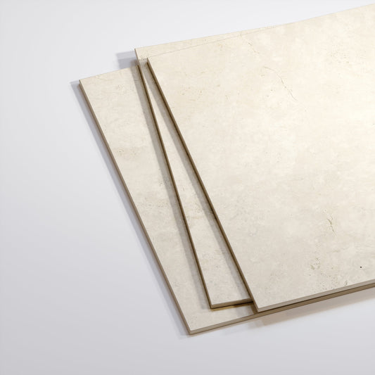 Navona Bianco Ivory Limestone Porcelain Wall or Floor Tile 600 x 600mm