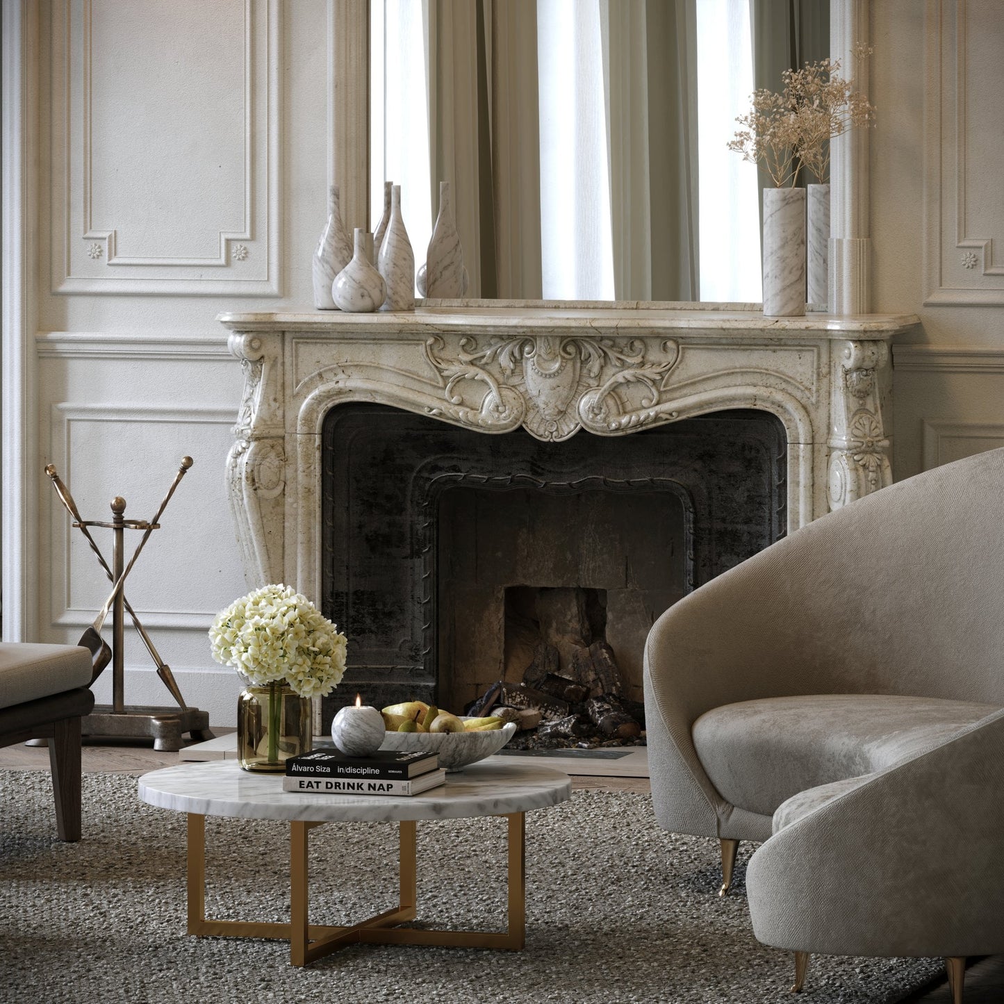 Nazzano Carrara Marble Round Coffee Table