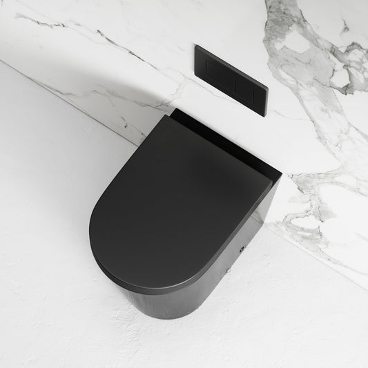 Nera Matte Black Back To Wall Rimless Toilet & Soft Close Seat