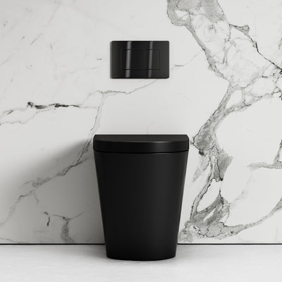 Nera Matte Black Back To Wall Rimless Toilet with Concealed Cistern and Gunmetal Flush Plate