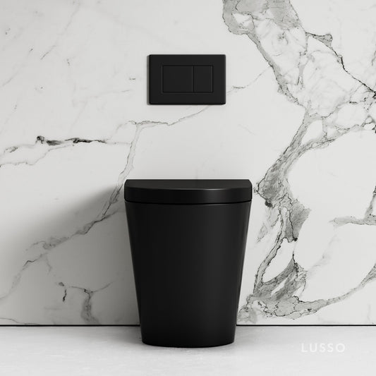 Nera Matte Black Back To Wall Rimless Toilet with Concealed Cistern and Matte Black Flush Plate