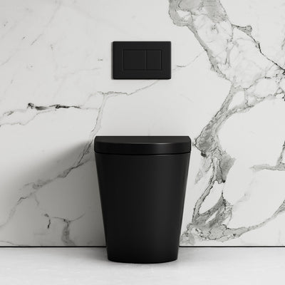 Nera Matte Black Back To Wall Rimless Toilet with Concealed Cistern and Matte Black Flush Plate