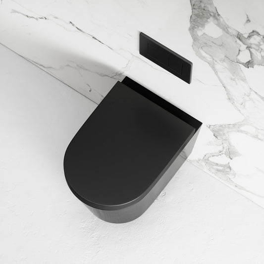 Nera Matte Black Wall Hung Rimless Toilet & Soft Closing Seat
