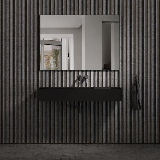 Nera Matte Black Wall Mounted Basin 1200mm