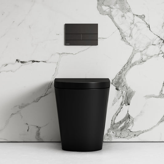 Nera Matte Black Back To Wall Toilet With Concealed Cistern Frame And Square Flush Plate