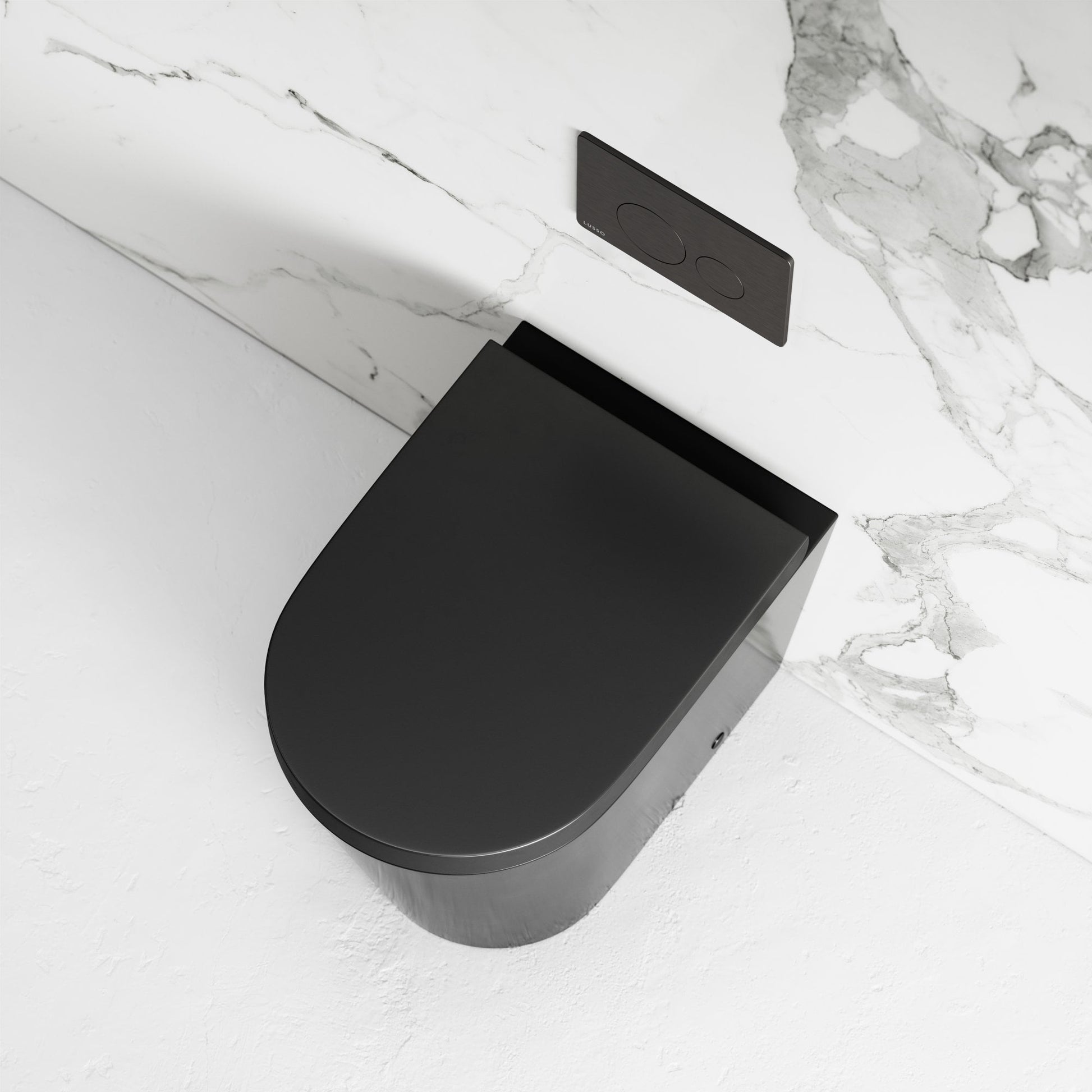 Nera Matte Black Back to Wall Toilet with Concealed Cistern Frame and Round Flush Plate
