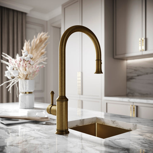 Norton Aged Bronze Single Hole Traditional Pull Out Kitchen Tap