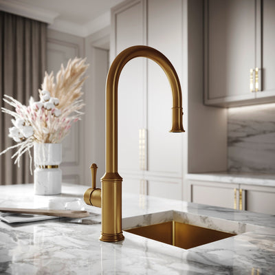 Norton Brushed Gold Single Hole Traditional Pull Out Kitchen Tap