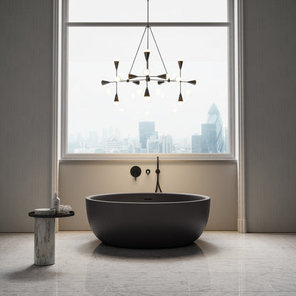 Notion Charcoal Freestanding Stone Round Bath 1350mm