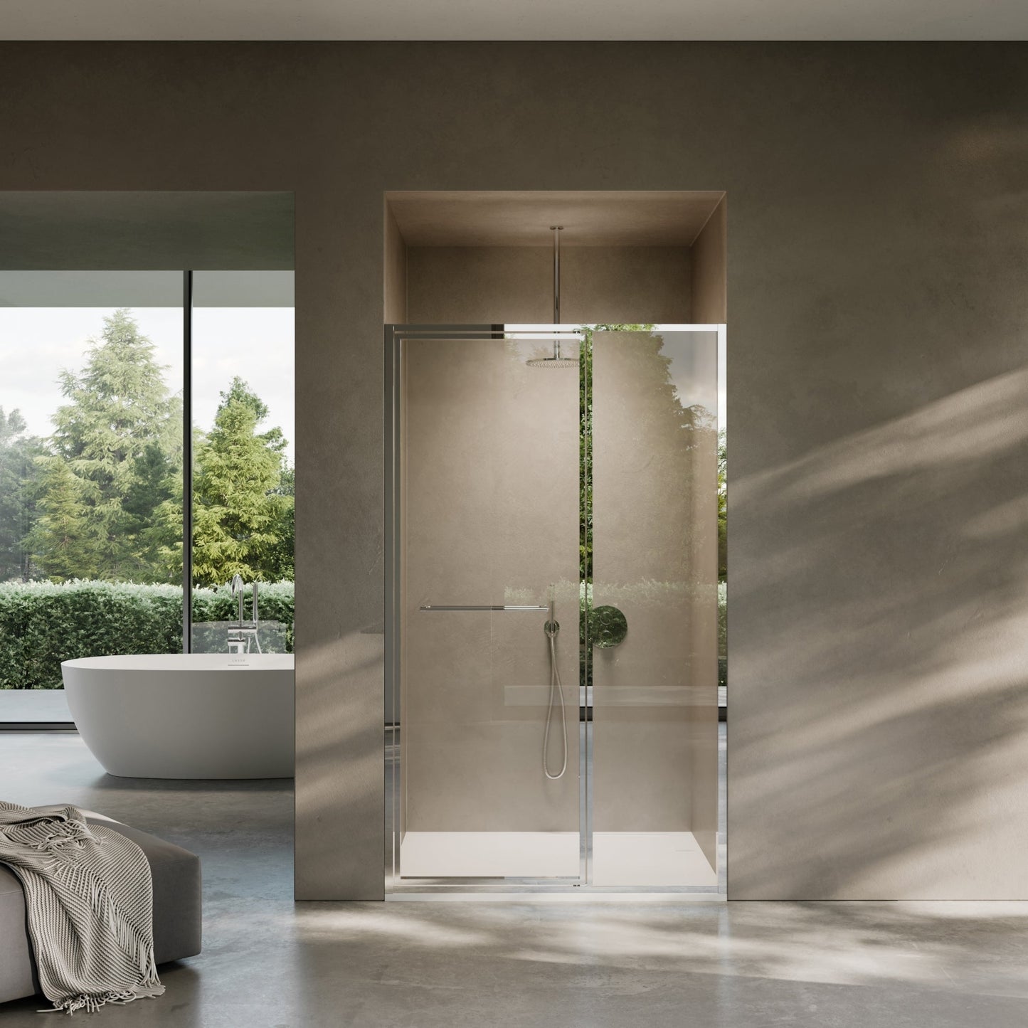 Nouveau Chrome Hinged Shower Door & Screen (All Sizes)