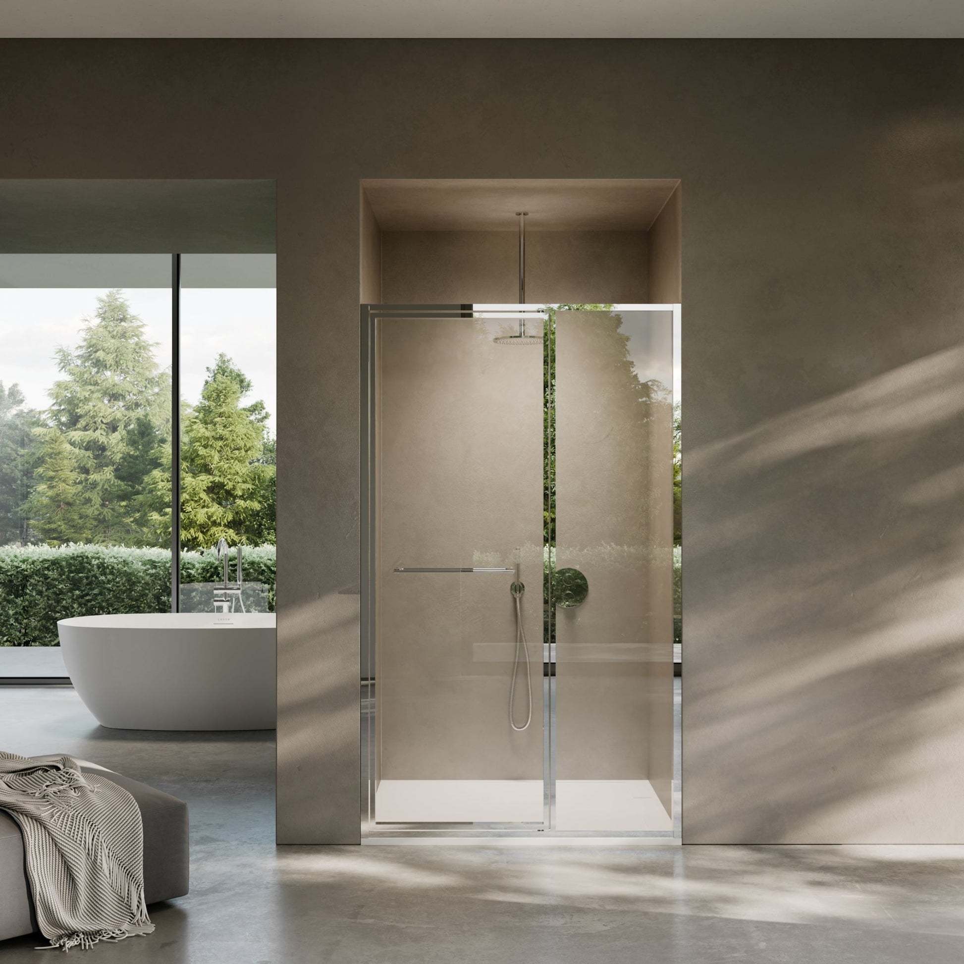 Nouveau Chrome Hinged Shower Door & Screen (All Sizes)