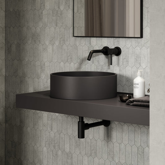 Nuvo Charcoal Round Countertop Stone Basin 450mm