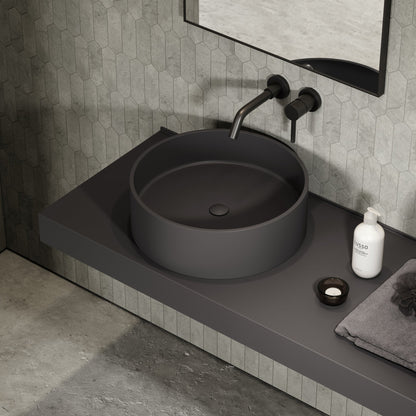 Nuvo Charcoal Round Countertop Stone Basin 450mm