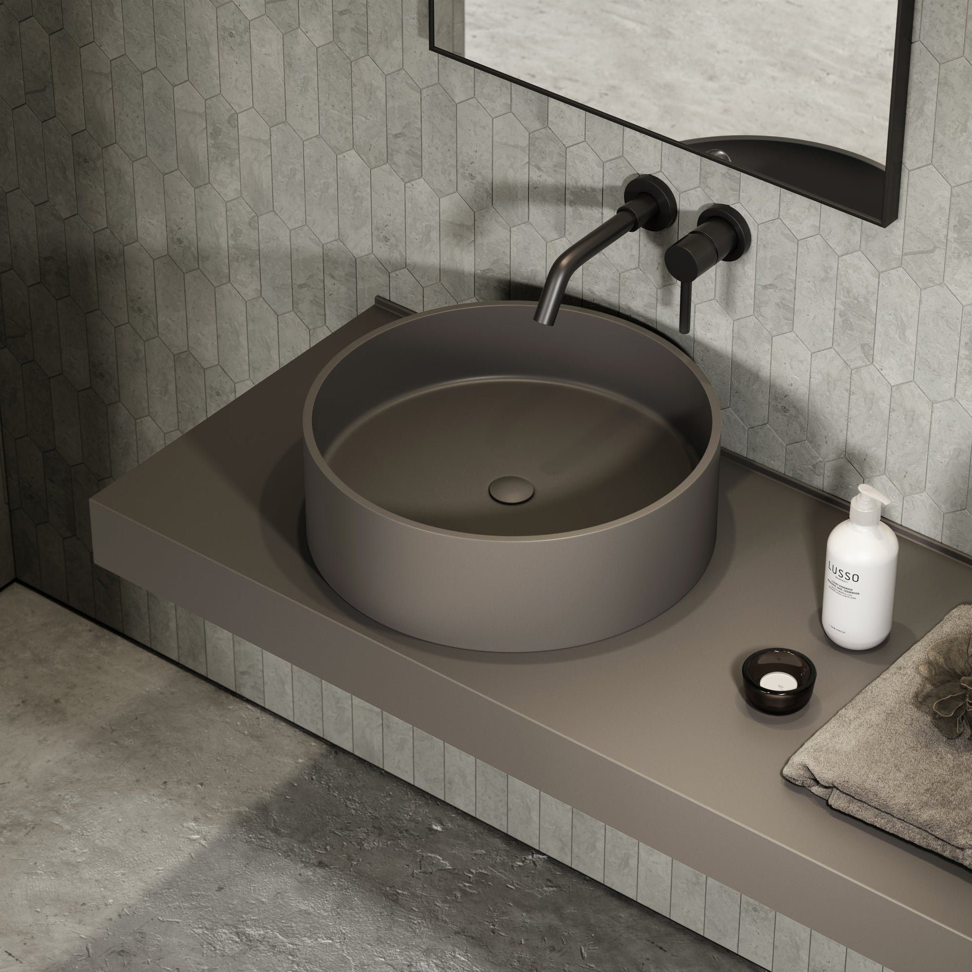 Nuvo Earth Round Countertop Stone Basin 450mm