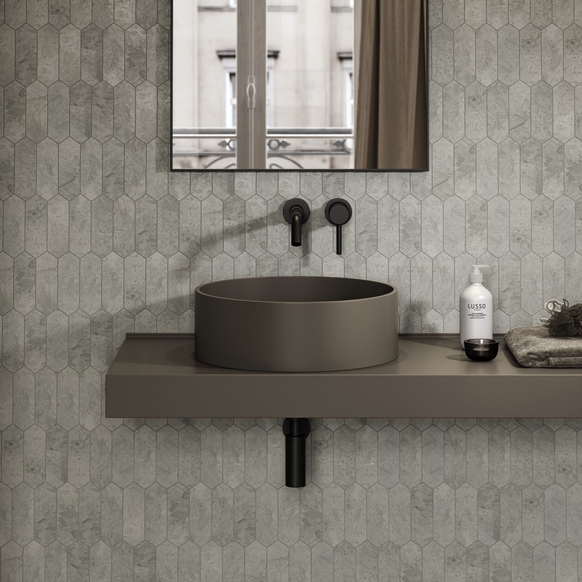 Nuvo Earth Round Countertop Stone Basin 450mm