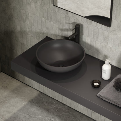 Oasis Charcoal Round Countertop Stone Basin 420mm