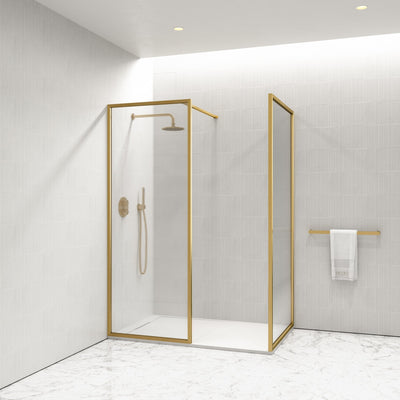 Opulence Reeded Glass Complete Walk In Shower Enclosure Brushed Gold - KIT B (ALL SIZES)