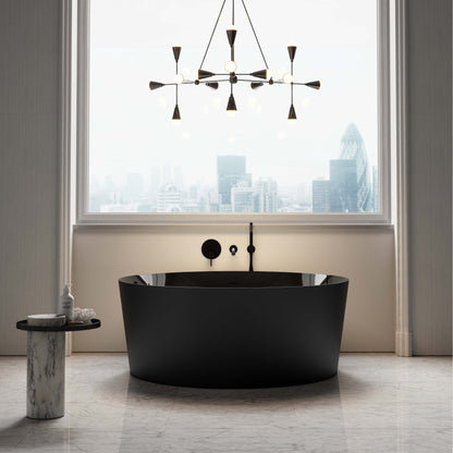 Palais Matte Black Freestanding Round Stone Bath 1400mm