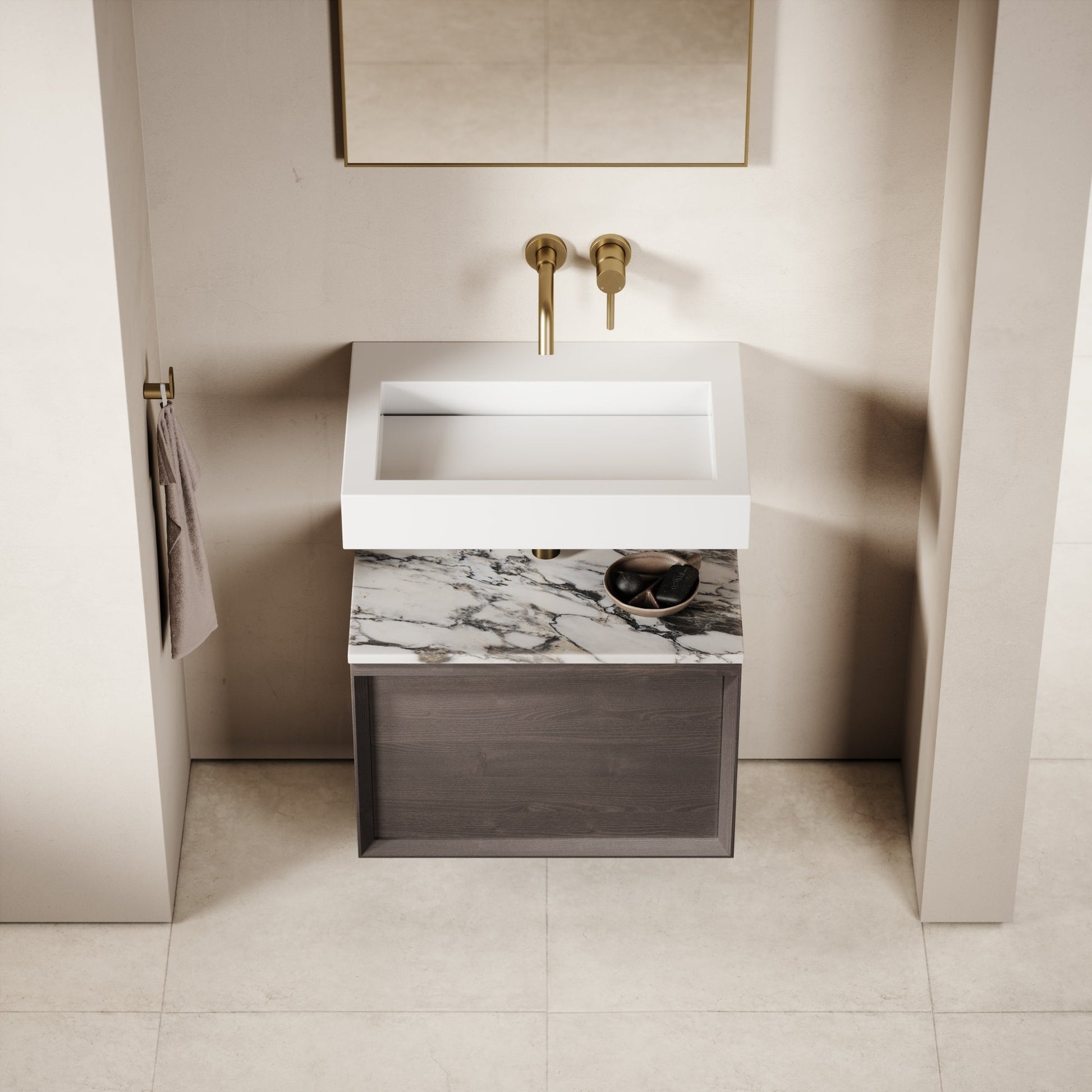 Palermo Grey Oak Vanity Unit 600mm