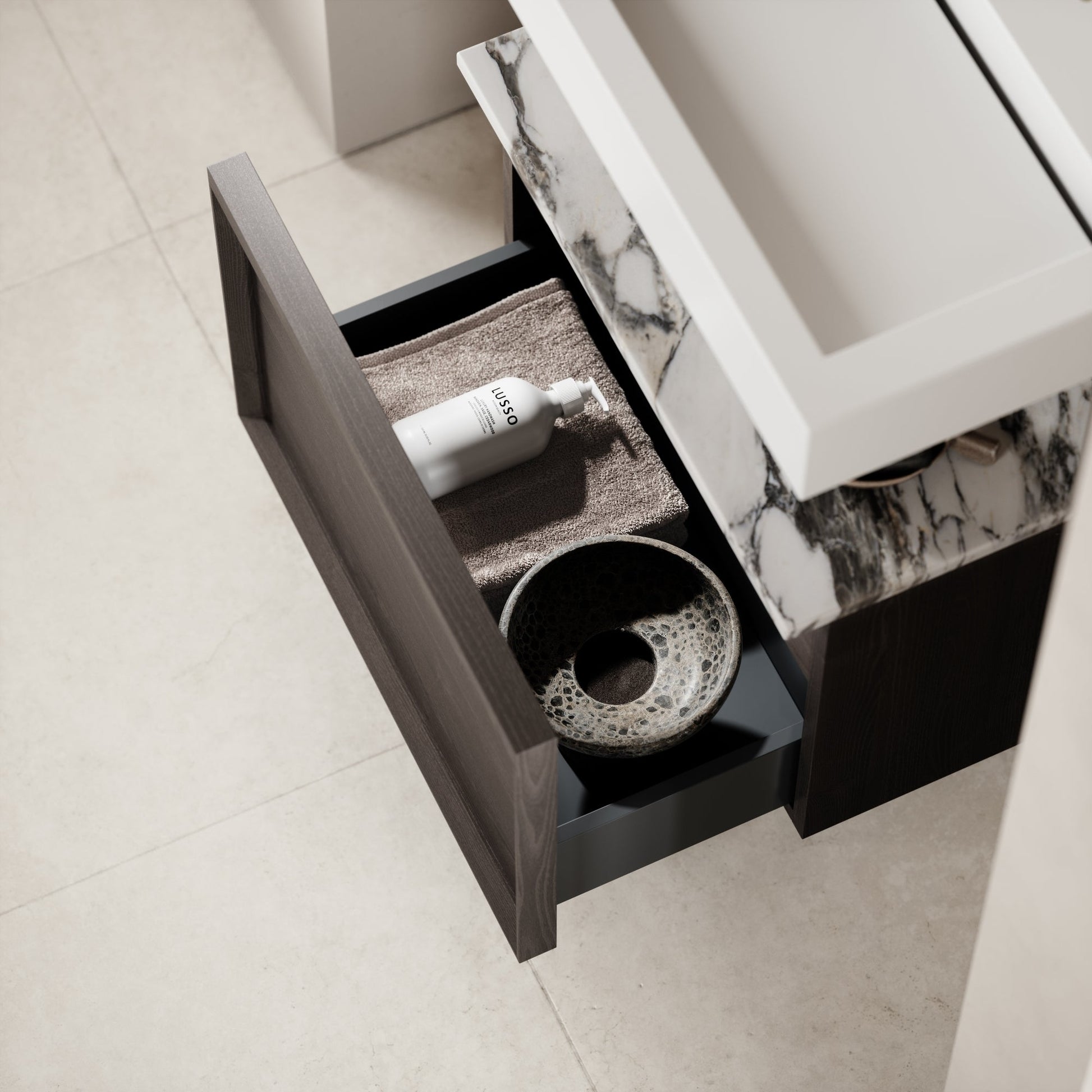 Palermo Grey Oak Vanity Unit 600mm