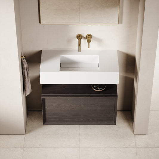 Palermo Grey Oak Vanity Unit 800mm