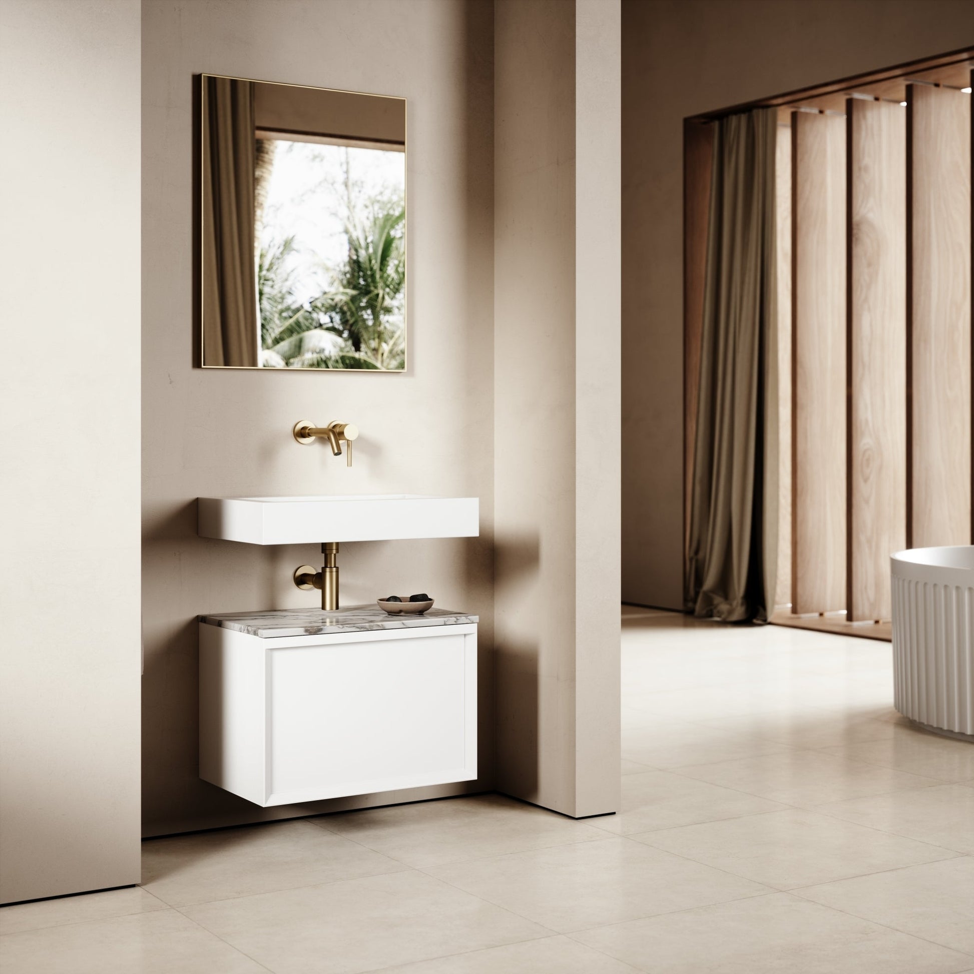 Palermo Matte White Vanity Unit 600mm