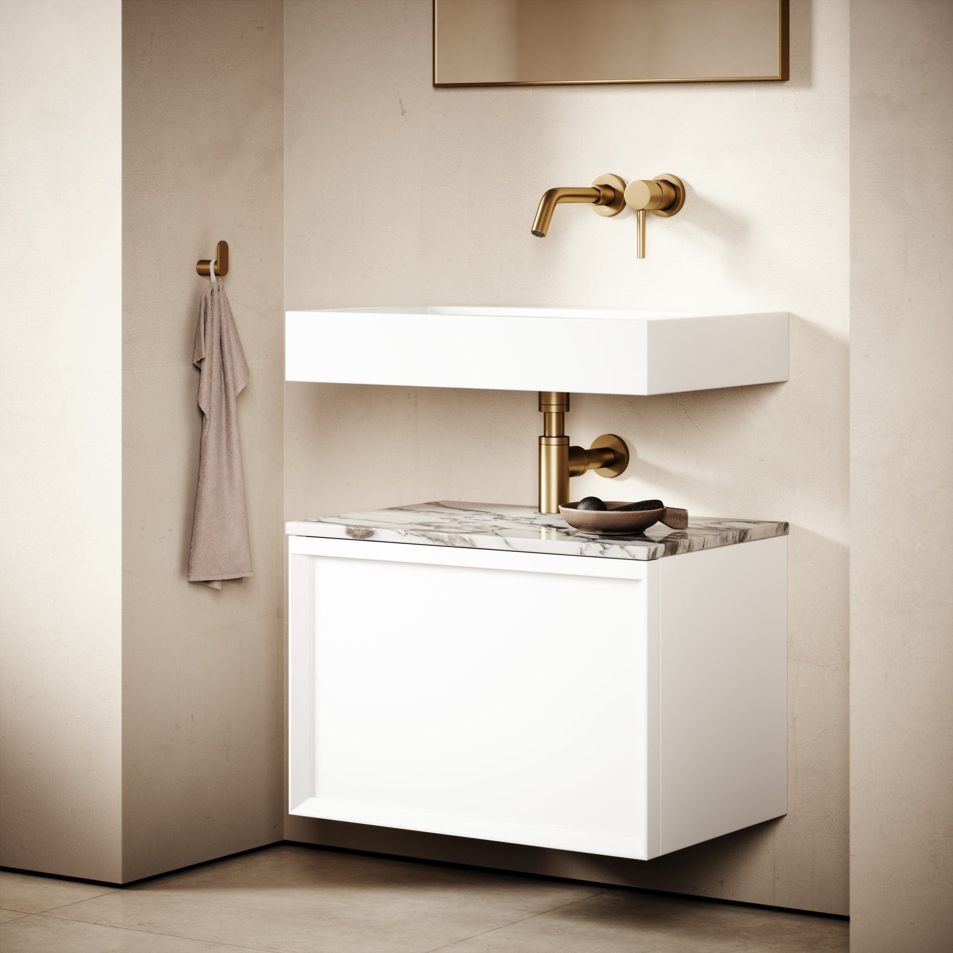 Palermo Matte White Vanity Unit 600mm