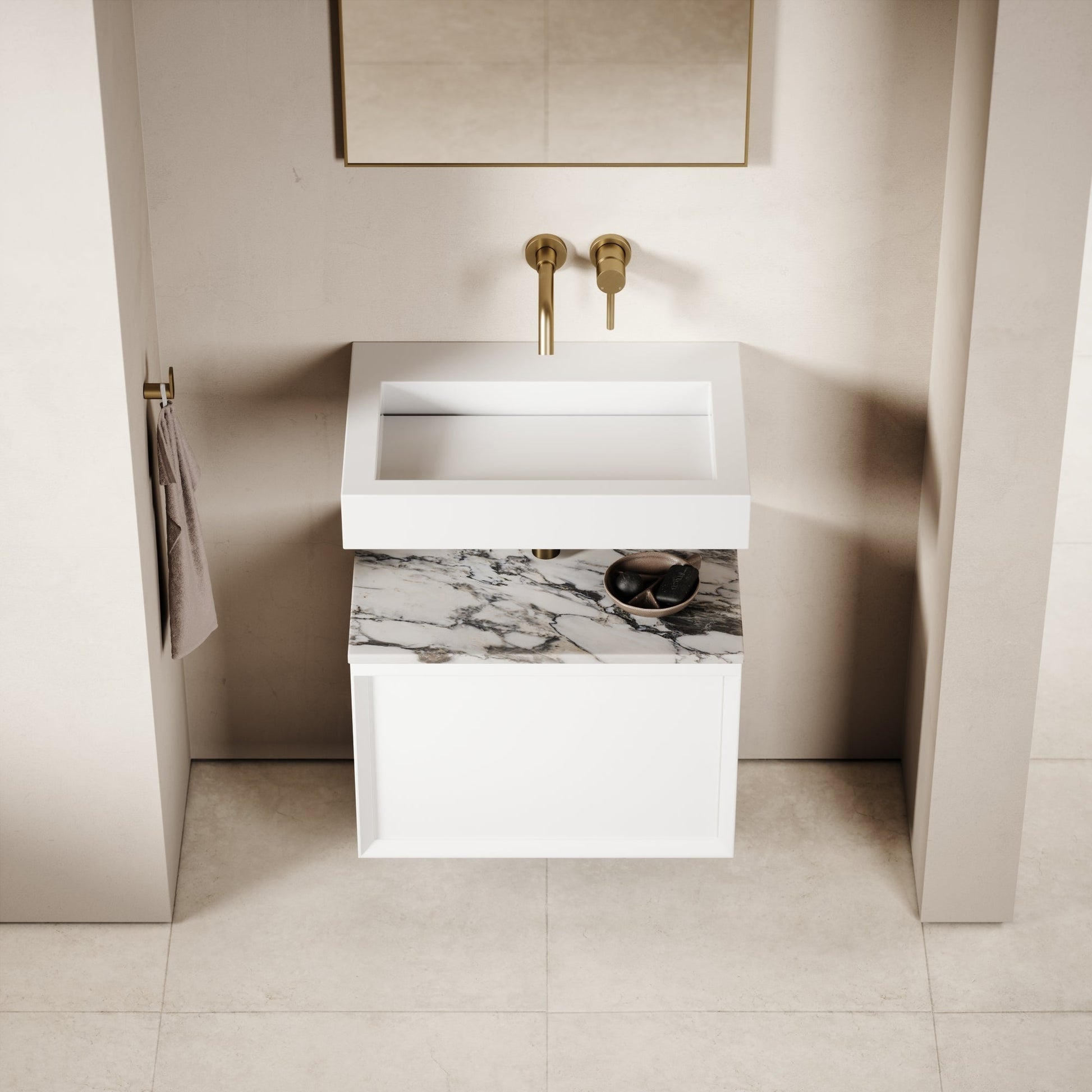 Palermo Matte White Vanity Unit 600mm