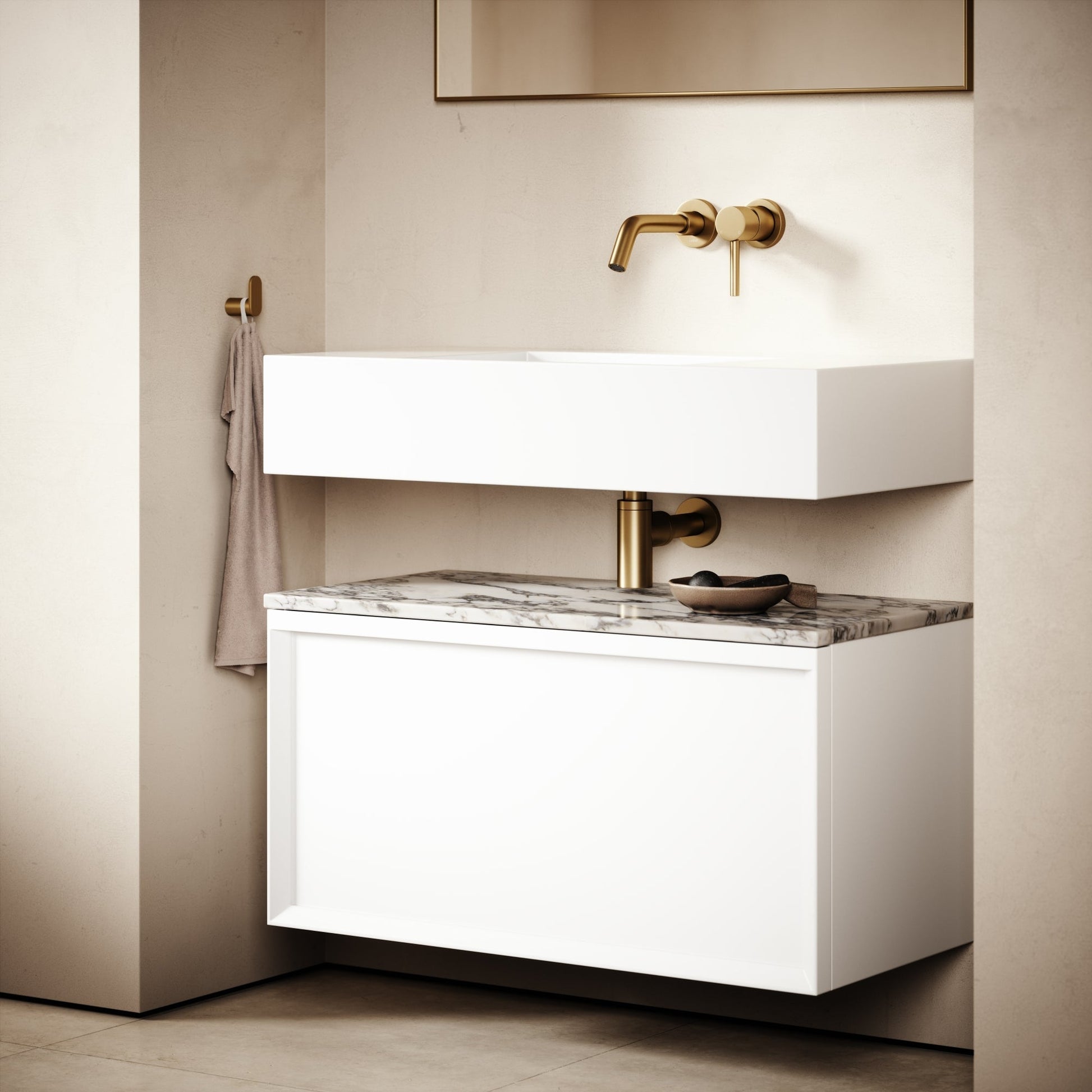 Palermo Matte White Vanity Unit 800mm