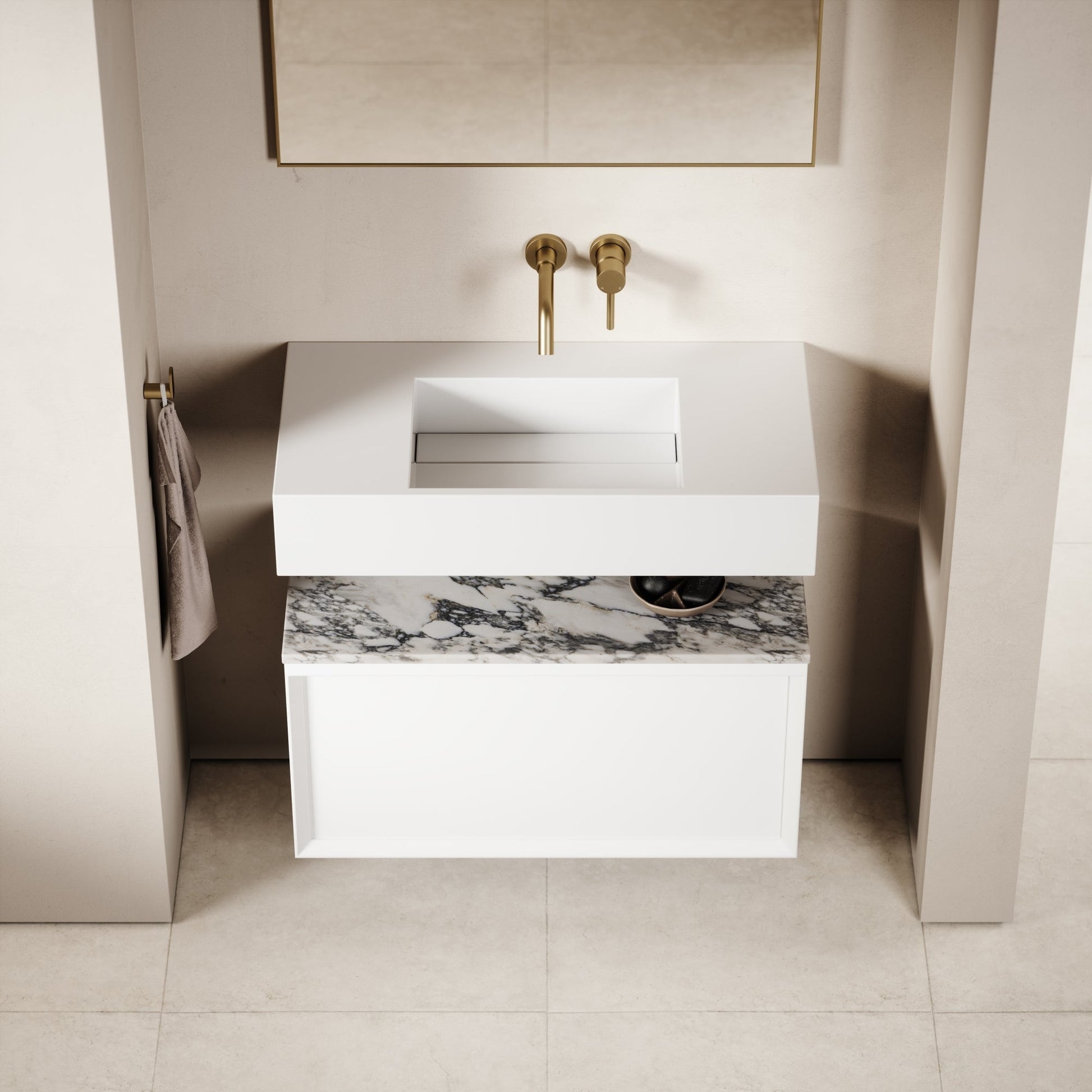 Palermo Matte White Vanity Unit 800mm