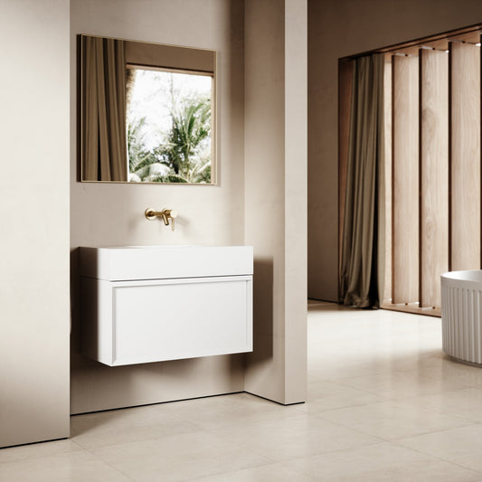 Palermo Matte White Vanity Unit 800mm