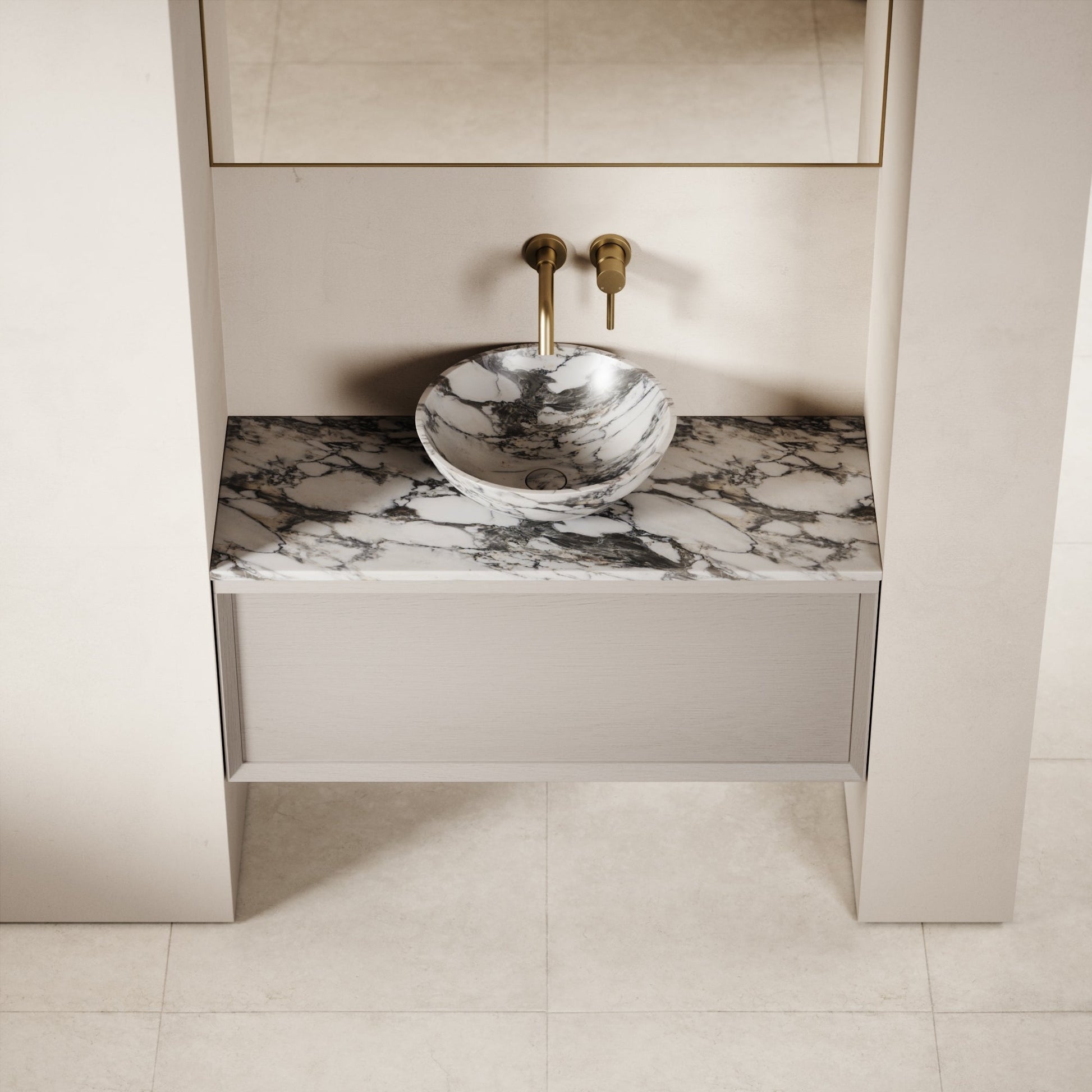 Palermo Velvet Beige Vanity Unit 1000mm