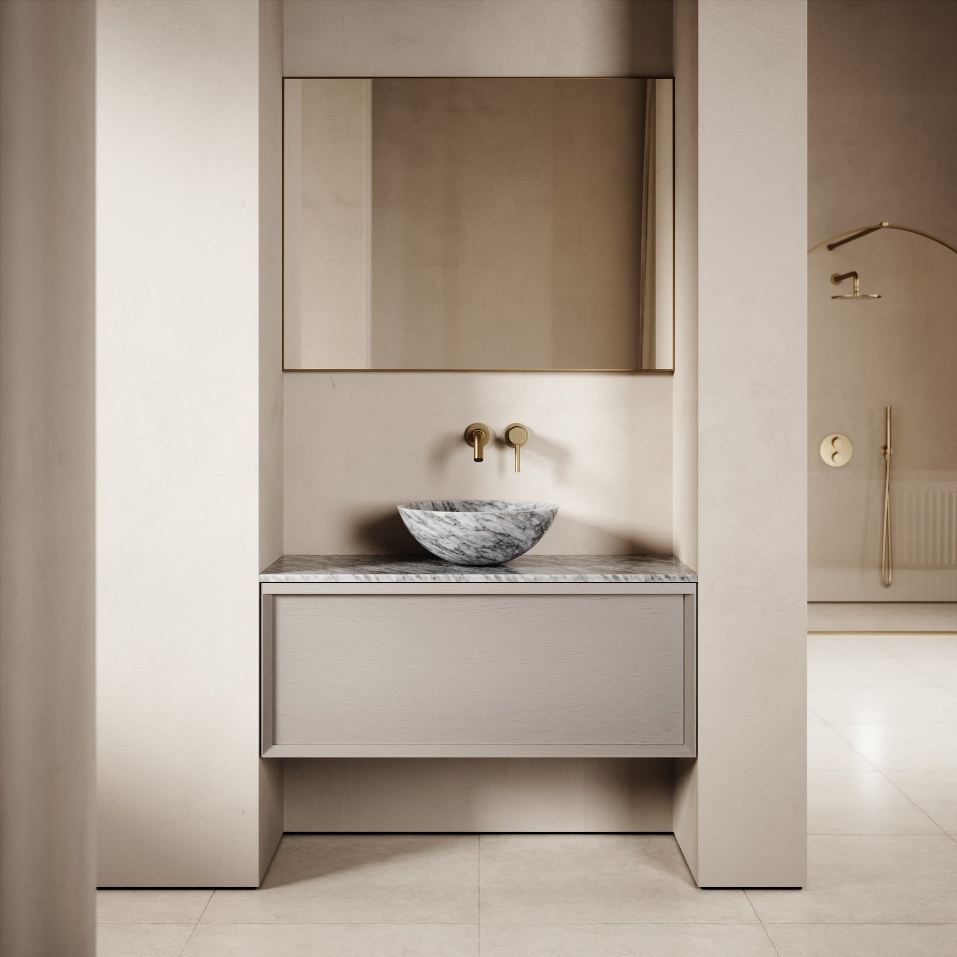 Palermo Velvet Beige Vanity Unit 1000mm