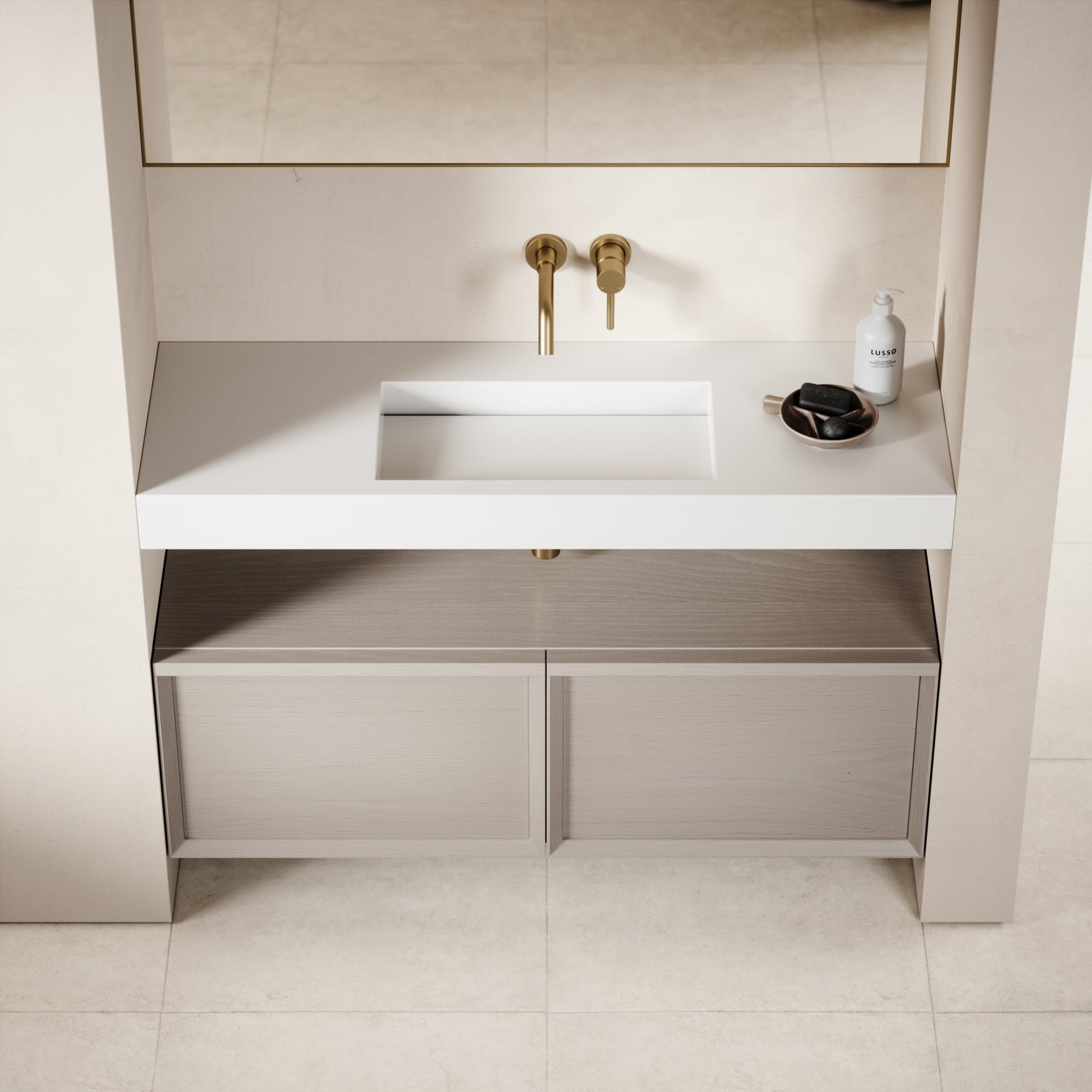 Palermo Velvet Beige Vanity Unit 1200mm