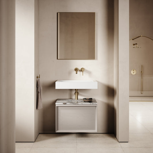 Palermo Velvet Beige Vanity Unit 600mm