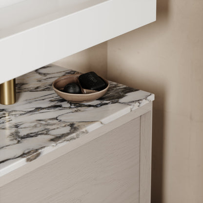 Palermo Velvet Beige Vanity Unit 600mm