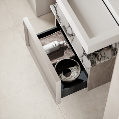 Palermo Velvet Beige Vanity Unit 600mm