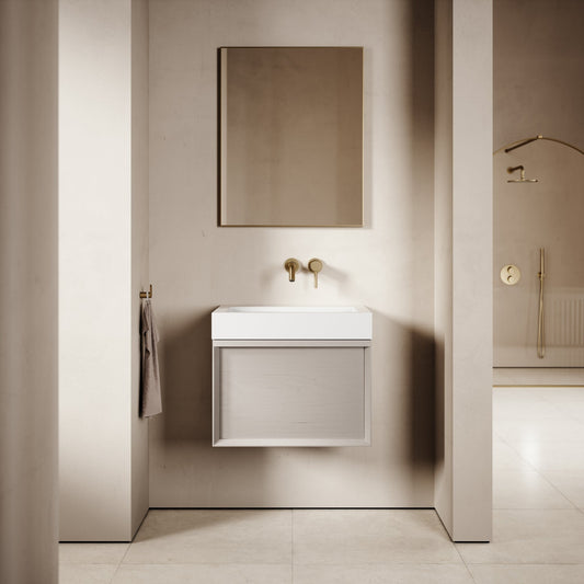 Palermo Velvet Beige Vanity Unit 600mm