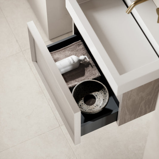 Palermo Velvet Beige Vanity Unit 600mm