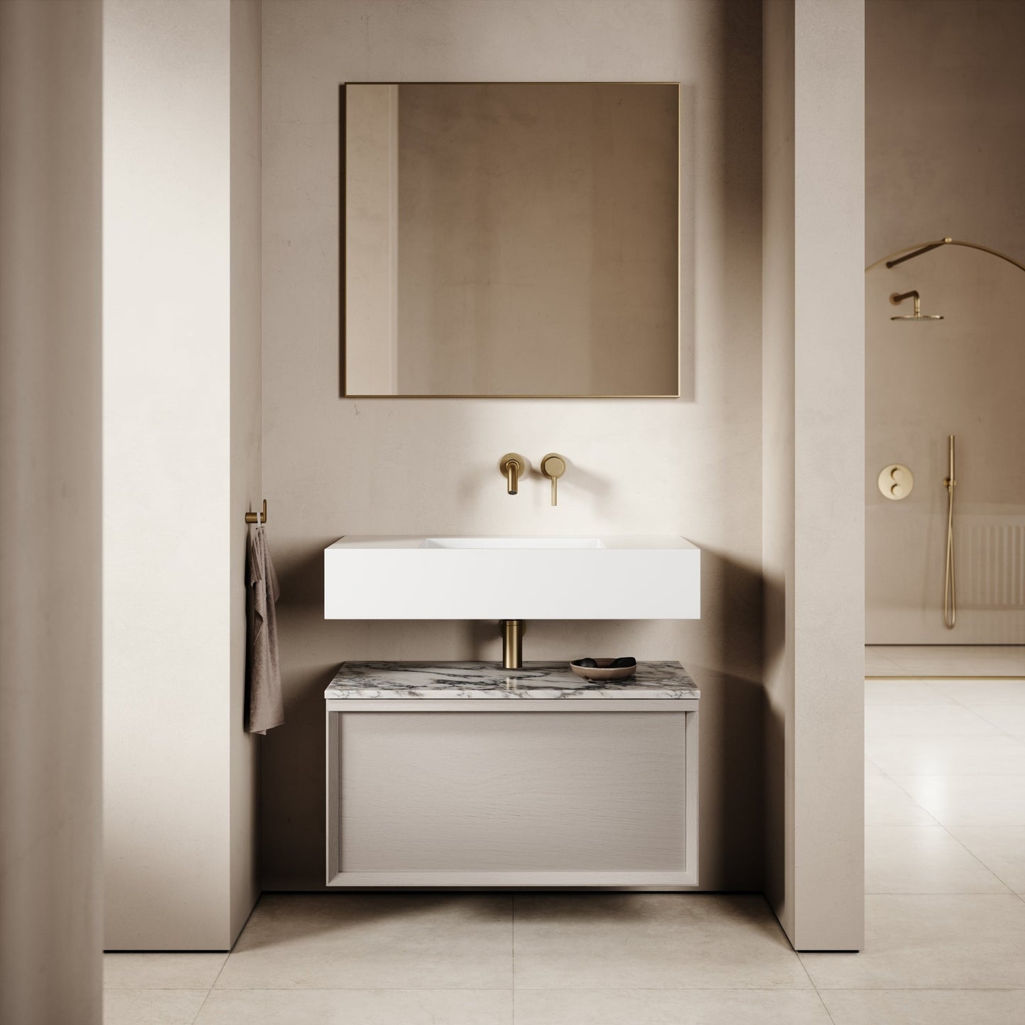 Palermo Velvet Beige Vanity Unit 800mm